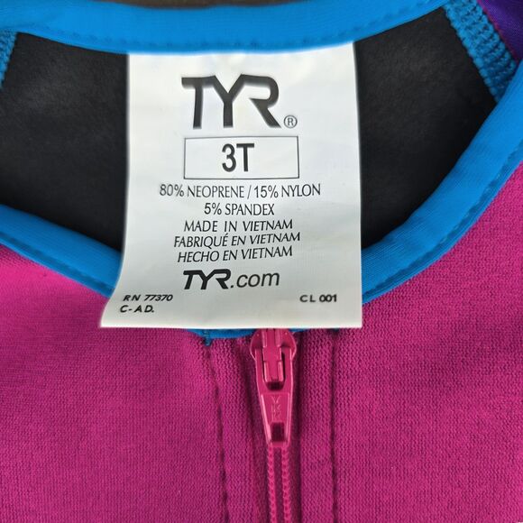 TYR Girls Solid Thermal Swim Suit Zip up Purple Pink Blue Size 3T New - Picture 5 of 6